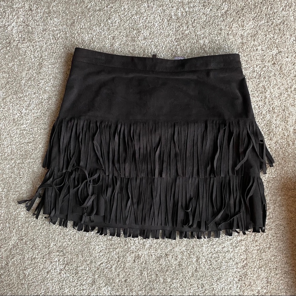 genuine suede fringe skirt